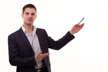 Young man giving presentation 