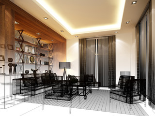 sketch design of interior living