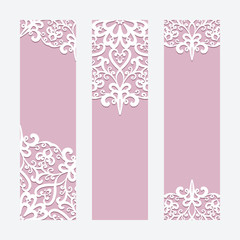 Wedding cards or banners with lace ornament