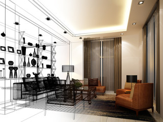 sketch design of interior living