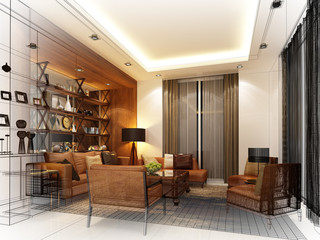 sketch design of interior living
