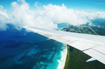 Aerial view from the plane over Punta Cana, Dominican Republic