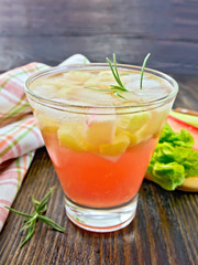 Lemonade with rhubarb and rosemary on board