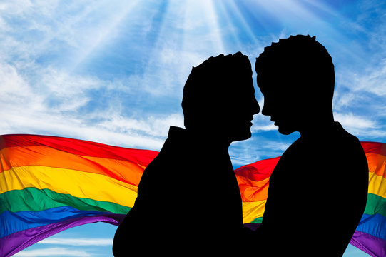  Silhouette of two gay men