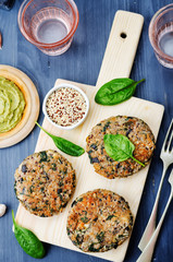 vegan quinoa eggplant spinach chickpeas Burger