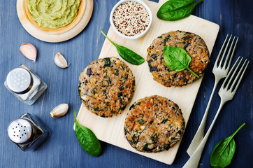 vegan quinoa eggplant spinach chickpeas Burger