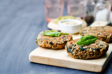 vegan quinoa eggplant spinach chickpeas Burger