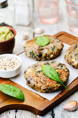 vegan quinoa eggplant spinach chickpeas Burger