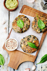 vegan quinoa eggplant spinach chickpeas Burger