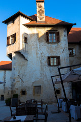 Fototapeta na wymiar Grad Otocec, castle in the middle of the river Krka.