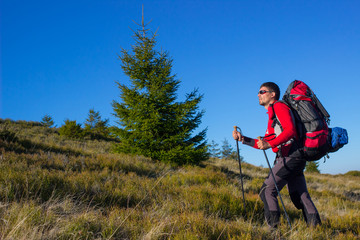 Hiking in the mountains.
