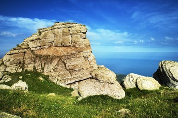 Black sea view of mountain Demerdji, Crimea