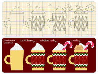 How to make decorated cup of christmas hot chocolate