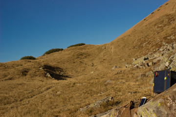 Hiking in the mountains. 