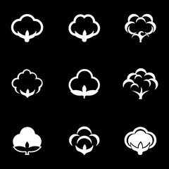 Vector white cotton icon set. Cotton Icon Object, Cotton Icon Picture, Cotton Icon Image - stock 