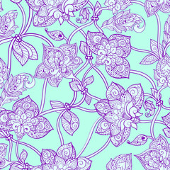 Seamless pattern beautiful decorative stylized flowers