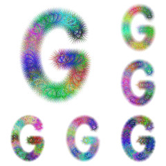 Happy colorful fractal font set - letter G