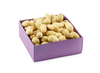 peanuts in a box isolated on a white background