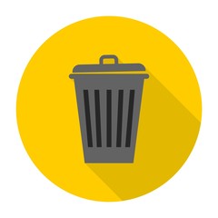 Bin icons set with long shadow