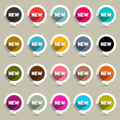 New Circle Labels Set Vector