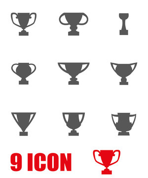 Vector grey trophy icon set. Trophy Icon Object, Trophy  Icon Picture, Trophy Icon Image - stock vector
