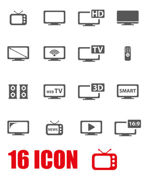 Vector grey tv icon set. TV Icon Object, TV  Icon Picture, TV Icon Image - stock vector
