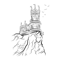 Obraz premium Yalta Swallow Nest. Drawing vector illustration