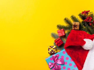 Santa Claus hat and gifts