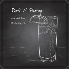 Cocktail Dark 'N' Stormy on black board
