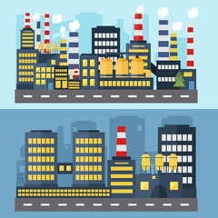 Obraz premium Horizontal banners with factory buildings