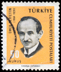 Stamp printed by Turkey, shows Omer Seyfettin, novelist
