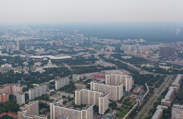Вид с Останкинской башни на Москву. Россия.
