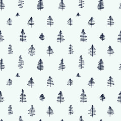 Simple cartoon seamless patterns with cute trees