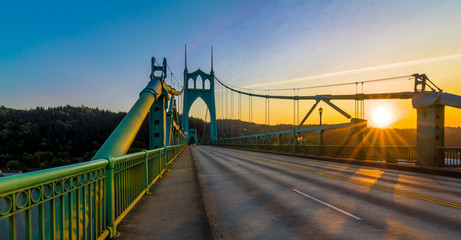 St. John's Bridge in Portland Oregon, USA - 95412793