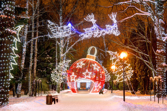 Christmas light installation in the park