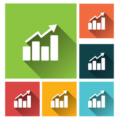 Statistics, data analysis icon - long shadow flat training icon set
