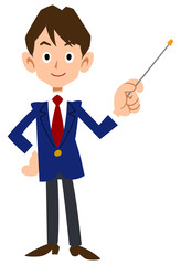 指示棒を持つ学生