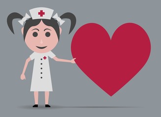 nurse doll girl with heart