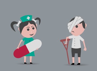 nurse dolls girl and sick child