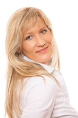 Naklejka premium Portrait mature business woman isolated