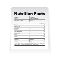 Nutrition facts label vector