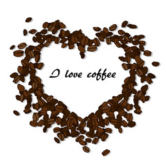 vector illustration of heart made from coffee beans