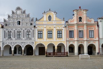 Fototapeta premium The historic renaissance houses on the square in Telč, Czech Republic