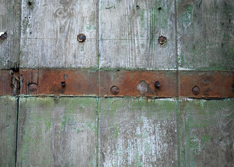 Alter Holz Hintergund, grün, Eisen, rostig, Vintage