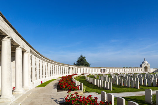 Tyne Cot World War One Cemetery, the largest British War cemetery in the world. near Ypres, Flanders, Zonnebeke, Belgium