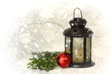 Christmas lantern and Christmas decoration. Creative Christmas and New year card concept © izzzy71
