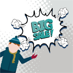 big winter sale illustration  over color background