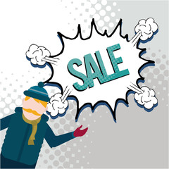 big winter sale illustration  over color background