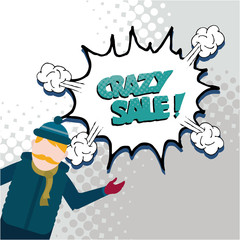 big winter sale illustration  over color background