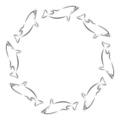 Round frame with dolphins